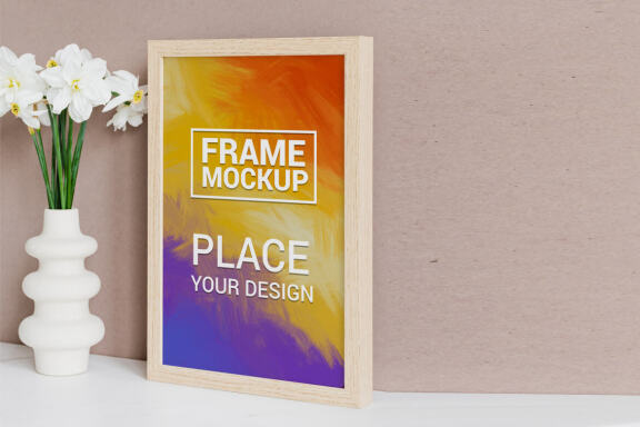 Wooden Photo Frame in Simple Interior