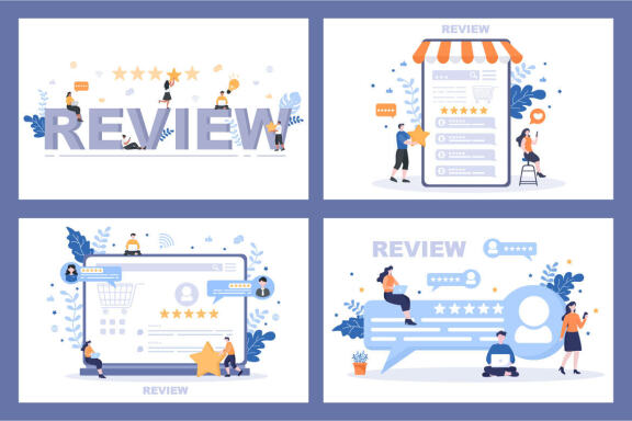 12 Review Customer Giving Star Illustration