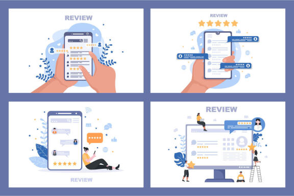 12 Review Customer Giving Star Illustration