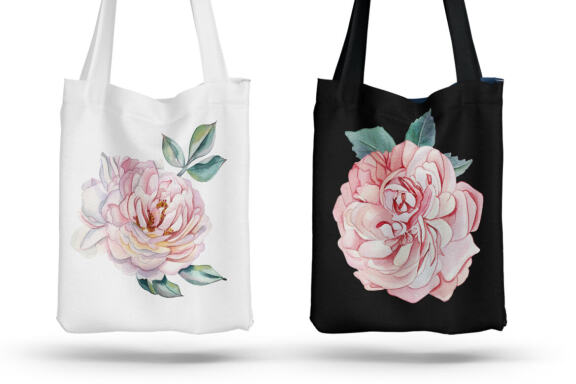 Watercolor clipart delicate pink roses and dried flowers
