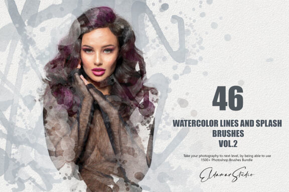 46 Watercolor Lines and Splash Brushes - Vol. 2
