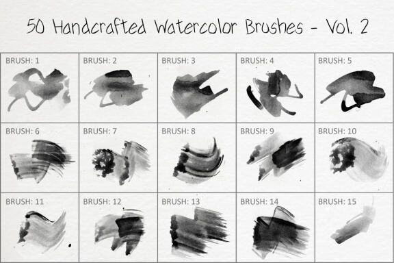 50 Handcrafted Watercolor Brushes - Vol. 2