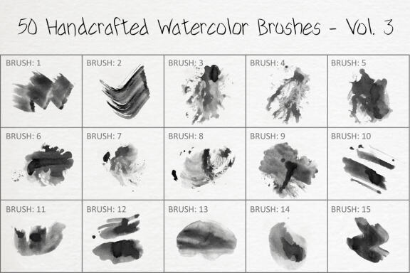 50 Handcrafted Watercolor Brushes - Vol. 3