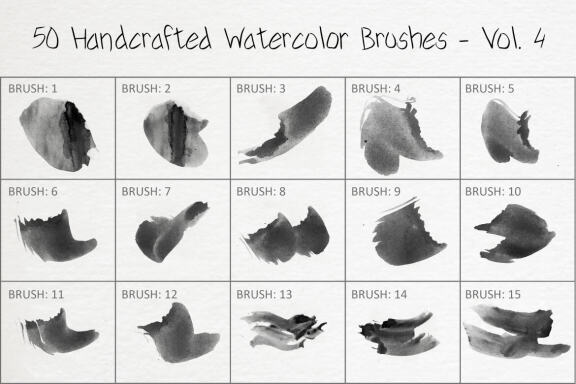 50 Handcrafted Watercolor Brushes - Vol. 4