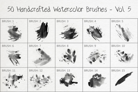 50 Handcrafted Watercolor Brushes - Vol. 5