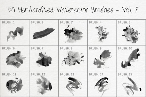 50 Handcrafted Watercolor Brushes - Vol. 7