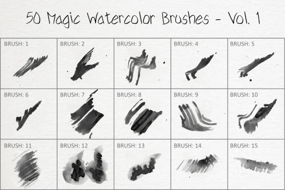 50 Magic Watercolor Brushes - Vol. 1