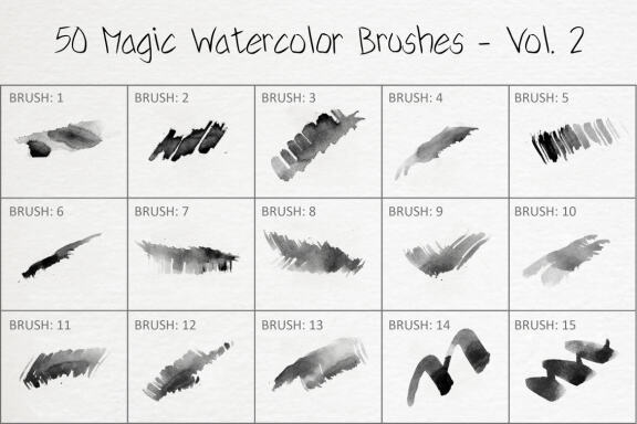 50 Magic Watercolor Brushes - Vol. 2