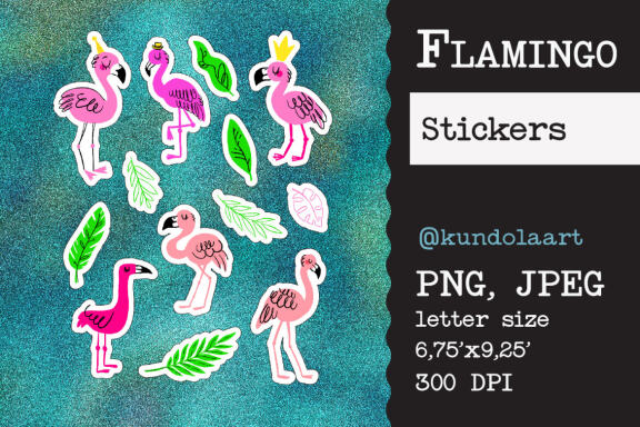 Stickers flamingo, summer. PNG