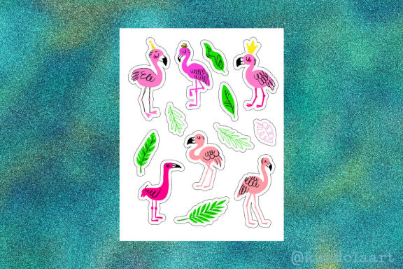 Stickers flamingo, summer. PNG