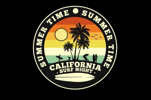Summer time surf night t-shirt design 