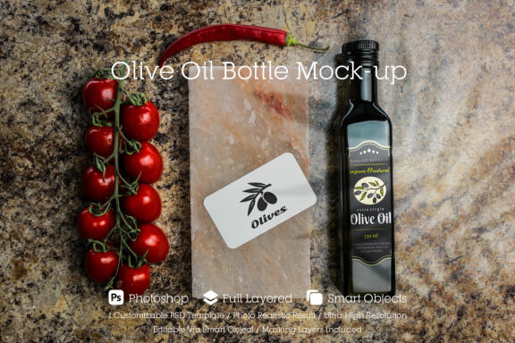 Olive Oil Bottle - Free Mockup #03