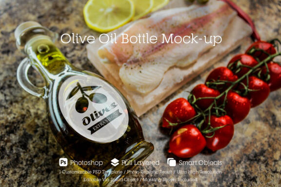 Olive Oil Bottle Mockup #23