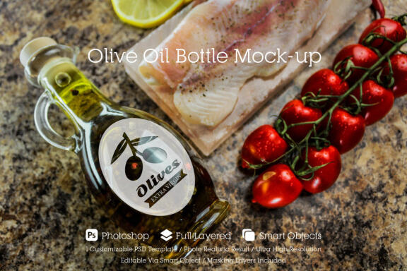 Olive Oil Bottle Mockup #24