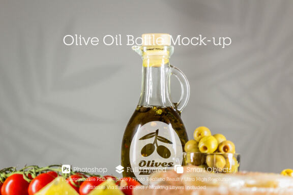 Olive Oil Bottle Mockup #25