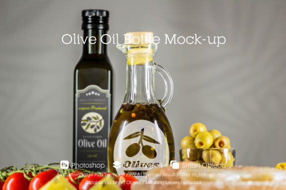 Olive Oil Bottle Mockup #26