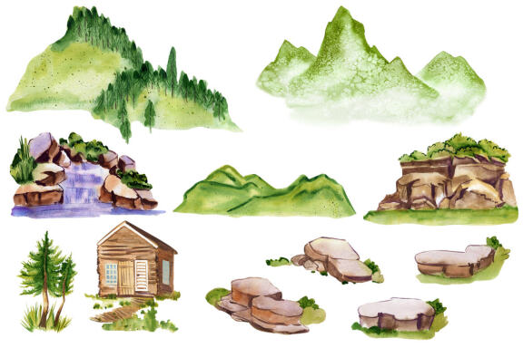 Watercolor forest clipart