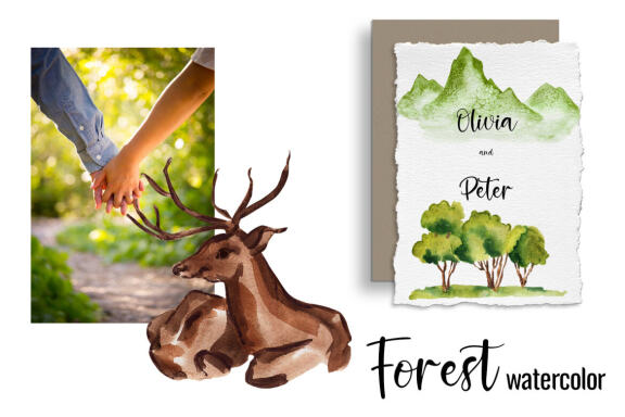 Watercolor forest clipart