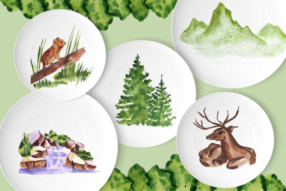Watercolor forest clipart