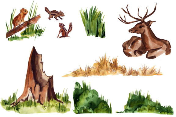 Watercolor forest clipart