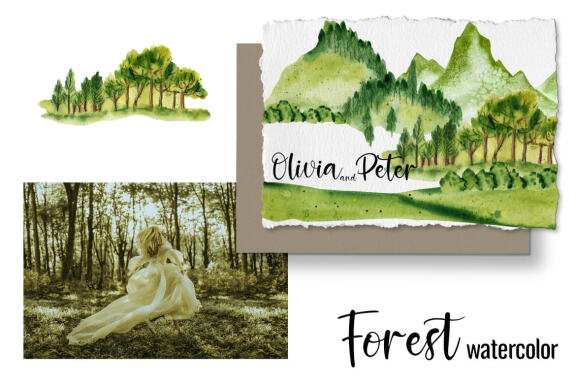 Watercolor forest clipart