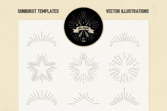 Vintage Glory: Sunburst Vector Set