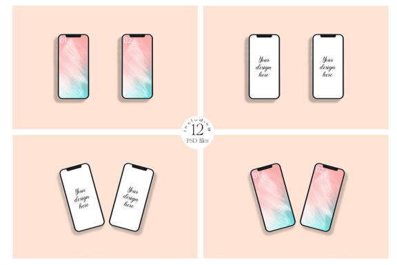 iPhone 12 Screen device mockups bundle.