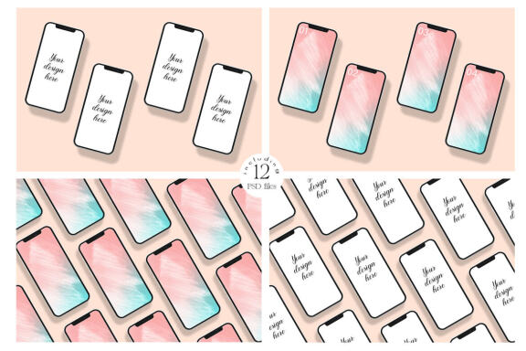iPhone 12 Screen device mockups bundle.