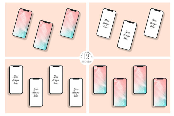 iPhone 12 Screen device mockups bundle.
