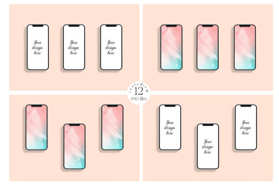 iPhone 12 Screen device mockups bundle.