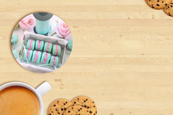 Coaster mockup bundle. Square and round coasters PSD, JPEG files.