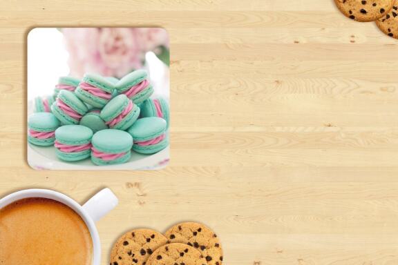 Coaster mockup bundle. Square and round coasters PSD, JPEG files.