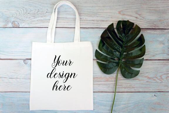 Cotton Tote bag Mockup Bundle. Rustic Farmhouse. Tote bag mockup photo with flowers and leaves.
