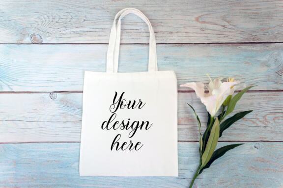 Cotton Tote bag Mockup Bundle. Rustic Farmhouse. Tote bag mockup photo with flowers and leaves.