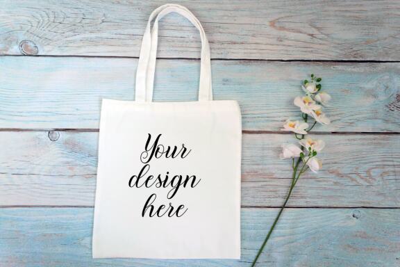 Cotton Tote bag Mockup Bundle. Rustic Farmhouse. Tote bag mockup photo with flowers and leaves.