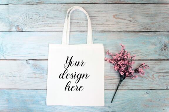 Cotton Tote bag Mockup Bundle. Rustic Farmhouse. Tote bag mockup photo with flowers and leaves.