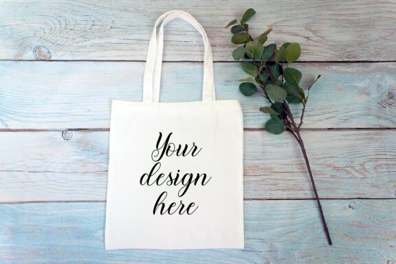 Cotton Tote bag Mockup Bundle. Rustic Farmhouse. Tote bag mockup photo with flowers and leaves.