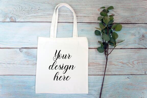 Cotton Tote bag Mockup Bundle. Rustic Farmhouse. Tote bag mockup photo with flowers and leaves.