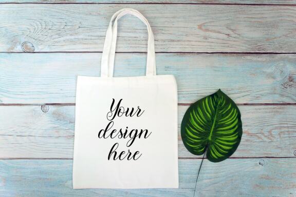 Cotton Tote bag Mockup Bundle. Rustic Farmhouse. Tote bag mockup photo with flowers and leaves.