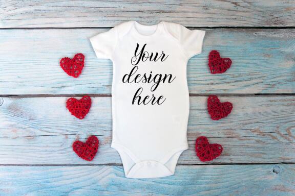 Valentines day White t-shirt mockup. Valentines Day Bodysuit mockup. Valentines Day mockup bundle for t-shirts and bodysuits.