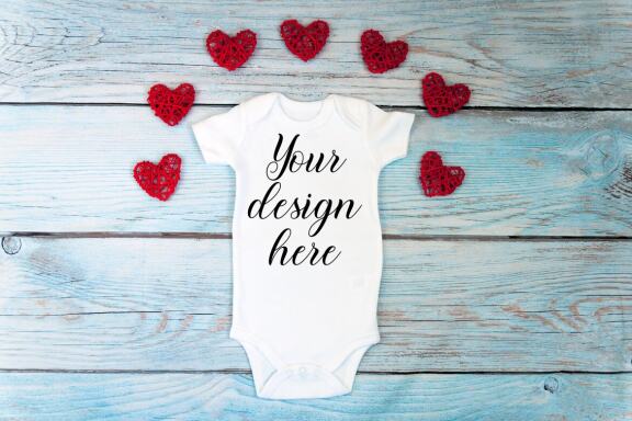 Valentines day White t-shirt mockup. Valentines Day Bodysuit mockup. Valentines Day mockup bundle for t-shirts and bodysuits.