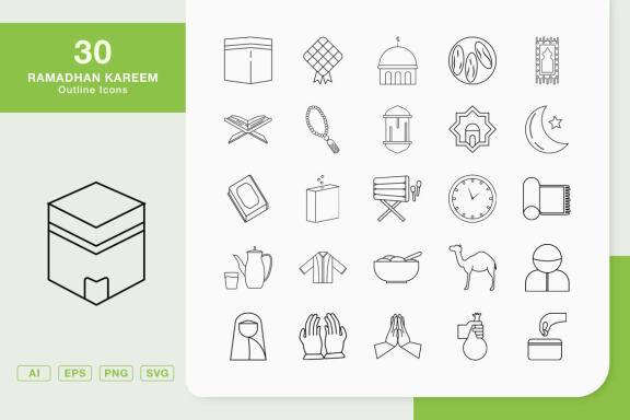 Ramadhan Kareem Line Icons