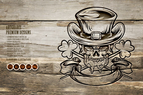 Skulll Mascot for St Patricks Beer Day