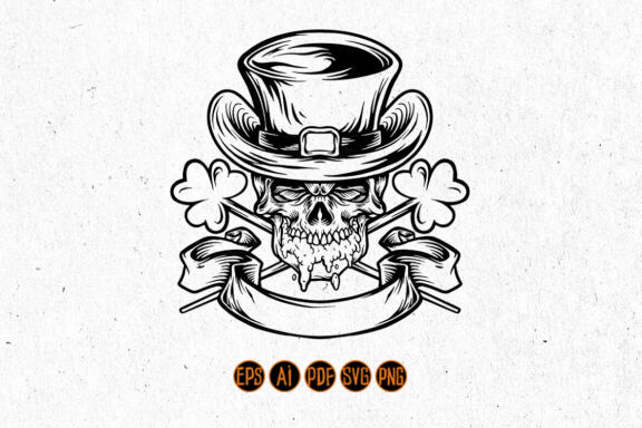 Skulll Mascot for St Patricks Beer Day