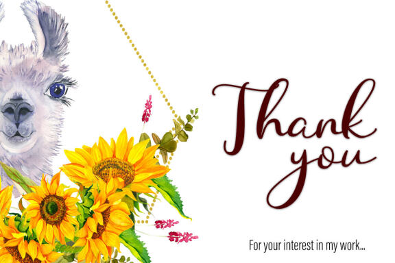 Watercolor Llama sunflower Clipart 