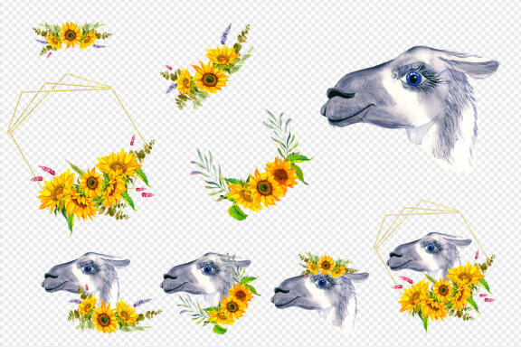 Watercolor Llama Clipart - Sublimation designs