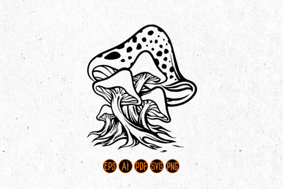 Fungus Mushrooms Svg Silhouette