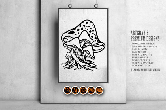Fungus Mushrooms Svg Silhouette