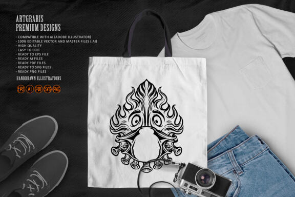 Covid Fire with Mask for Mascot Logo