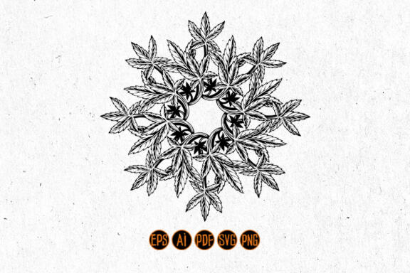 Leaf Mandala Art Coloring Book Illustrations